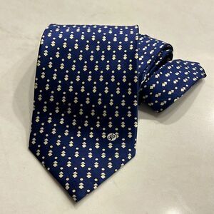Vintage Versace V2 100% Silk Navy Blue Necktie